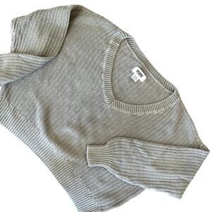 PINK Women's Olive Green Oversized Chunky Knit Cropped Sweater M